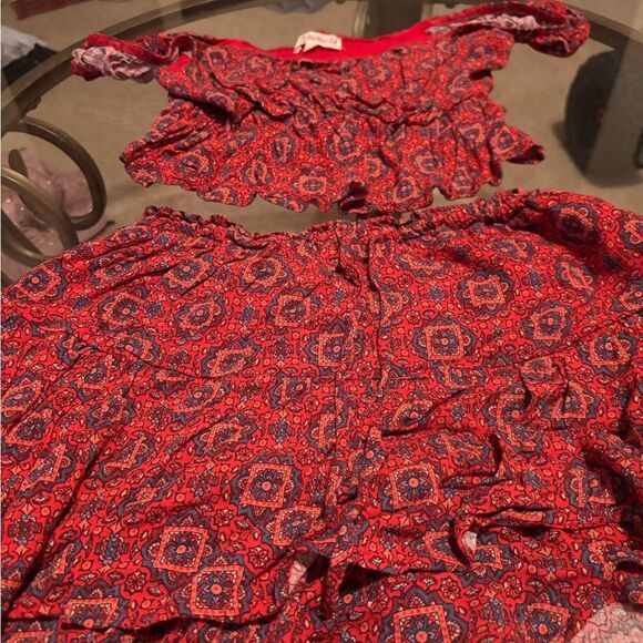 Rewind Vibrant Red and Blue Patterned Apparel - Picture 1 of 3